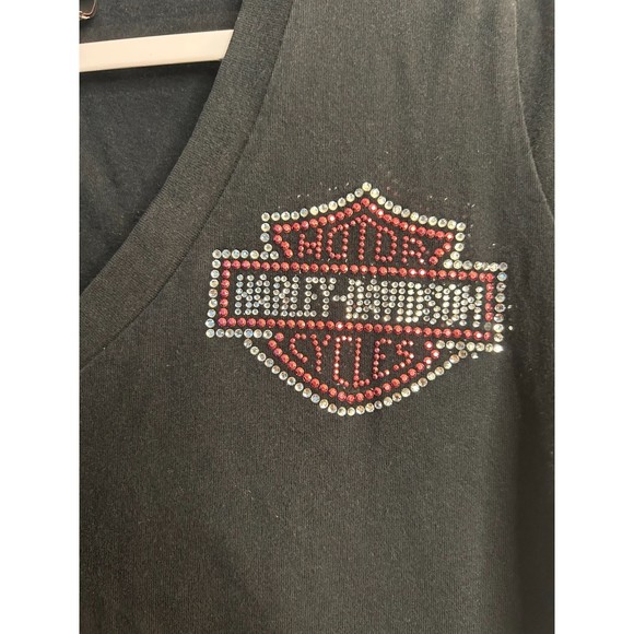 Women's Harley Davidson V Neck W/ Rhinestone Accents. SZ S. - Picture 3 of 3